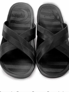 Unisex Sposh Black Cross-Strap Anti-Slip PVC Spa Sandals Sz M